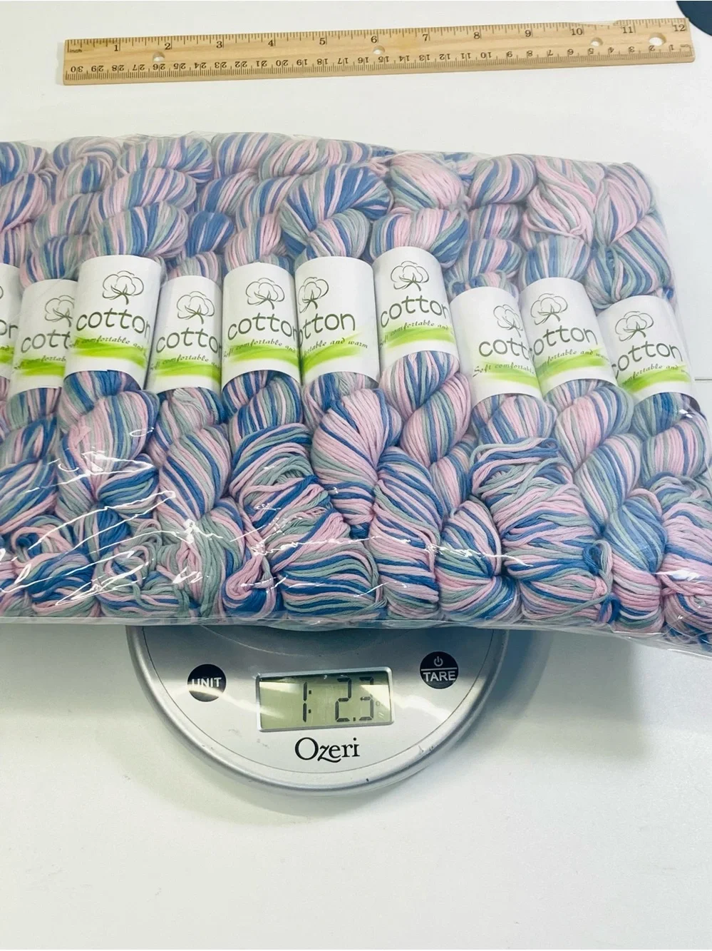 10 NEW (~500g total, ~50g ea.) 100% Cotton Variegated Hanks in Sea Anemone